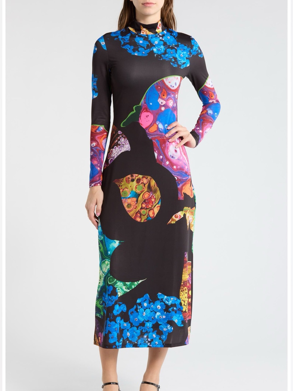 New Desigual abstract long sleeve dress size small